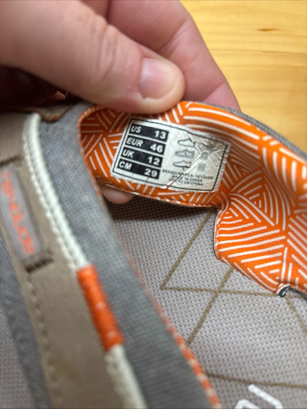 Hey Dude Men's Gray Sandals with Orange Lining